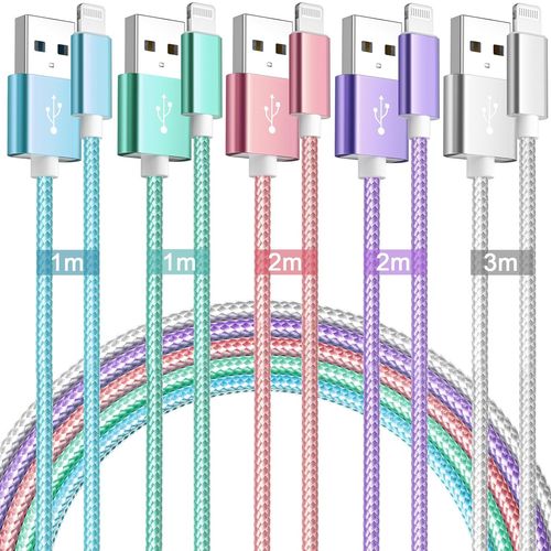 Hamiltion-Cble Iphone Chargeur[1m+2m+3m/Lot De 5] Cable Lightning Certifi Mfi Iphone Nylon Tress Rsistant Fil Charge Rapide Compatible Avec Iphone 14 13 12 11 Pro Max Xs Xr X 8 7 7plus/6/5/Se,Ipa