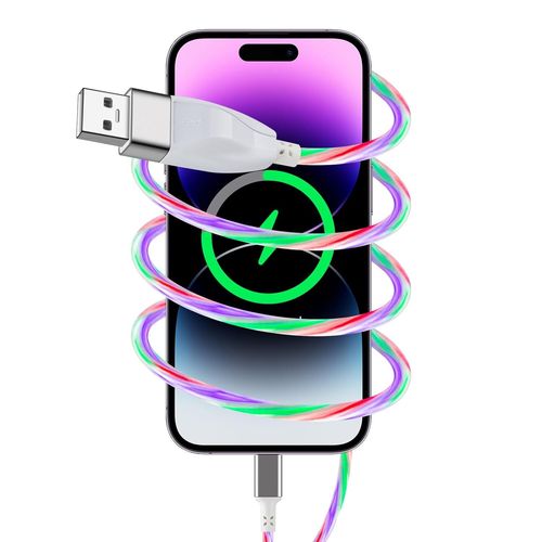 Hamiltion-Cble Iphone Chargeur Iphone 1.5m 60w Led Lumineux Cable Iphone Usb Cble Lightning Connecteur Ultra Rsistant Charge Rapide Compatible Avec Iphone 14/14 Pro/13/12/11/X/Xr/8/7/6,Ipad Color