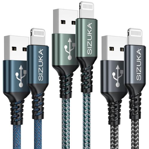 Hamiltion-Cble Iphone Chargeur Iphone [2m/Lot De 3] Cable Lightning Usb Mfi Certifi Cordon Iphone Nylon Tress Fil Solide Charge Rapide Compatible Avec Iphone 14 13 12 11 X 8 7 6 5 Se