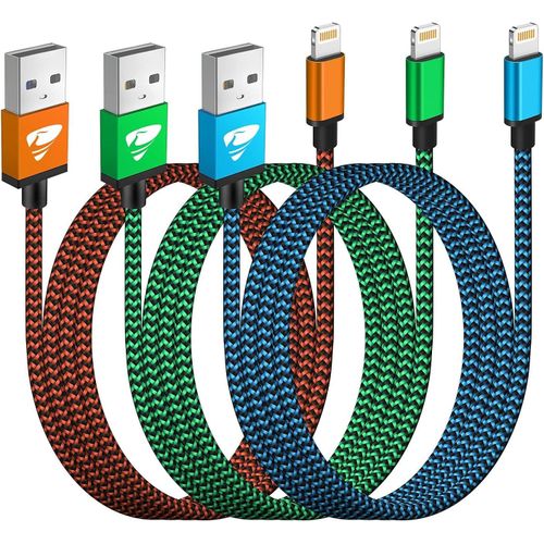 Hamiltion-Cable Iphone Chargeur Iphone [2m/Lot De 3] Cable Lightning Usb Mfi Certifi Nylon Tress Cordon Iphone Charge Rapide Fil Ultra Solide Pour Iphone 14 Pro Max 13 12 11 Xr Xs X 8 7 Plus Se Ipa