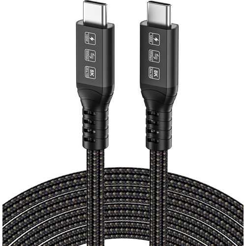 Hamiltion-Cable Thunderbolt 4 1M De 40Gbps, Cable Usb C Supporte Les Vidos 8K@60Hz/4K@120Hz Compatible Avec Thunderbolt 3/Usb4 Pour Laptop, Macbook, Mac Studio Display, Switch, Appareils Port Usb4