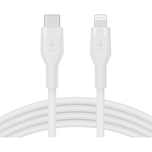 Hamiltion-Cble Usb-C Vers Lightning Boostcharge Flex En Silicone (2 M), Certifi Mfi (20 W), Recharge Power Delivery Pour Iphone 14/14 Plus, 13, 12, Pro, Max, Mini, Se, Ipad, Etc. (Blanc)