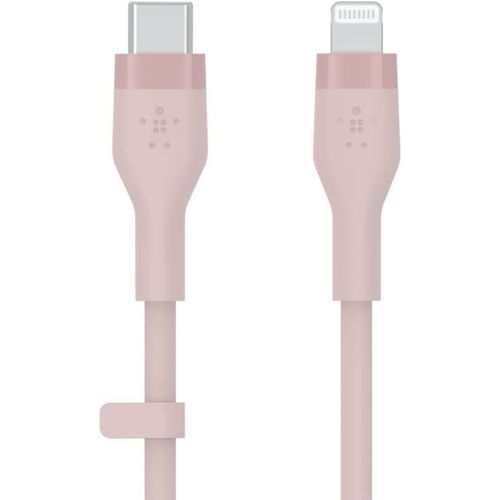 Hamiltion-Cble Usb-C Vers Lightning Boostcharge Flex En Silicone (2 M), Certifi Mfi (20 W), Recharge Power Delivery Pour Iphone 14/14 Plus, 13, 12, Pro, Max, Mini, Se, Ipad, Etc. (Rose)