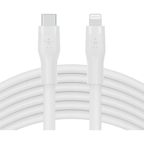 Hamiltion-Cble Usb-C Vers Lightning Boostcharge Flex En Silicone (3 M), Certifi Mfi (20 W), Recharge Power Delivery Pour Iphone 14/14 Plus, 13, 12, Pro, Max, Mini, Se, Ipad, Etc. (Blanc)