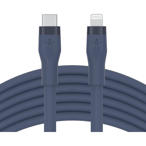 Hamiltion-Cble Usb-C Vers Lightning Boostcharge Flex En Silicone (3 M), Certifi Mfi (20 W), Recharge Power Delivery Pour Iphone 14/14 Plus, 13, 12, Pro, Max, Mini, Se, Ipad, Etc. (Bleu)