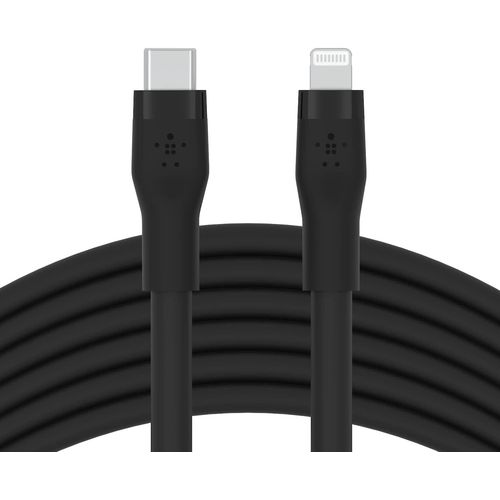 Hamiltion-Cble Usb-C Vers Lightning Boostcharge Flex En Silicone (3 M), Certifi Mfi (20 W), Recharge Power Delivery Pour Iphone 14/14 Plus, 13, 12, Pro, Max, Mini, Se, Ipad, Etc. (Noir)