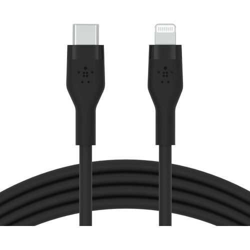 Hamiltion-Cble Usb-C Vers Lightning Boostchargeflex En Silicone (1M), Certifi Mfi (20W), Recharge Powerdelivery Pour Iphone14, 13, 12, 11, Pro, Max, Mini, Se, Ipad, Etc. (Noir)