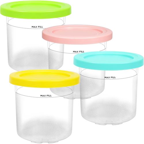 Hamiltion-Creami Nc300Eu Lot De 4 Rcipients Pour Sorbetire Ninja Creami Ice Maker, Gobelets Compatibles Avec Machine  Glace Ninja Nc300Eu (Ne Convient Pas Pour Deluxe Nc501)