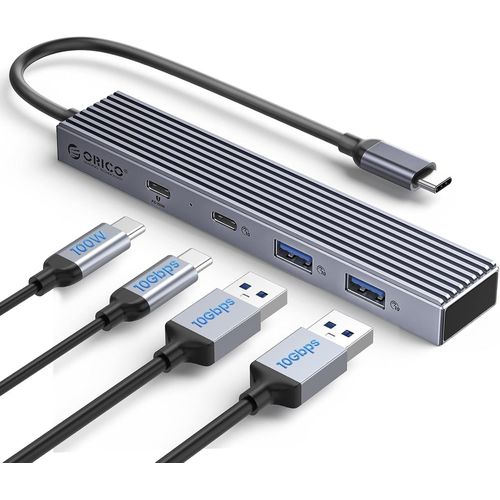Hamiltion-Hub Usb 3.2Gen2, Adaptateur Mini Usb C 4 En 1, Rpartiteur 10 Gbit/S De Type C Avec 1 Usb C, 2 Usb A, Charge Pd 100 W Pour Pc, Ordinateur Portable, Surface Pro, Macbook Et Autres Appareils