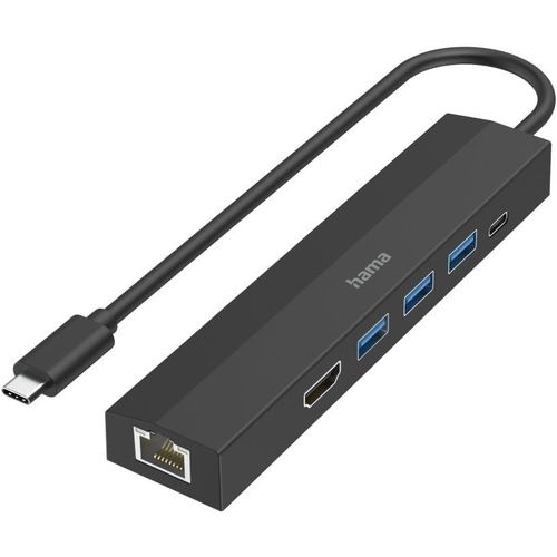 Hamiltion-Hub Usb-C Multiports (Adaptateur 6 En 1: 3 Usb-A, 1 Usb-C Power Delivery Pd, 1 Hdmi, 1 Ethernet, Station D'Acceuil Pc Portable/Tablette Macbook Pro, Macbook Air, Ipad Pro, Dell Et Xps) Noir