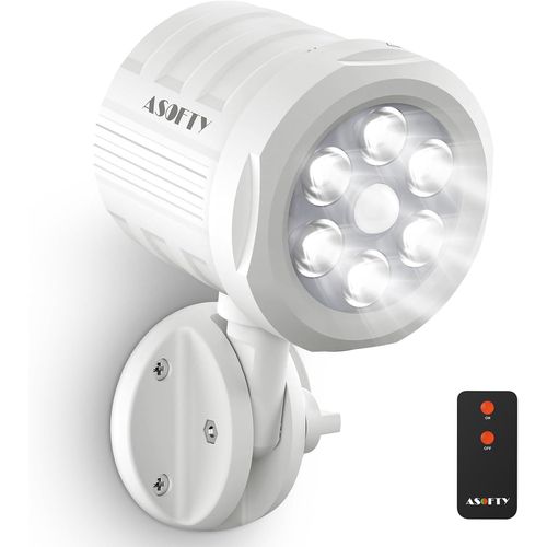 Hamiltion-Lampe D'extrieur  Dtecteur De Mouvement  Piles, 6 Led 1000 Lumens Sans Fil Avec Tlcommande, tanche Ip65 6000 K, Lumire De Scurit Pour Garage, Cour, Porche Et Terrasse