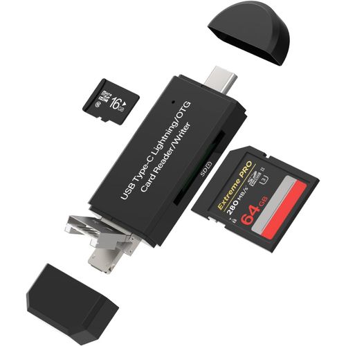 Hamiltion-Lecteur Carte Sd Micro Sd(4En1)Usb C Lightning Usb-A Micro Usb Adaptateur Compatible Pour Iphone 16 15 14 Appareil Photo Tf Cartes Mmoire Compact Pour Apple Type C Pc Compatible Avec Samsu