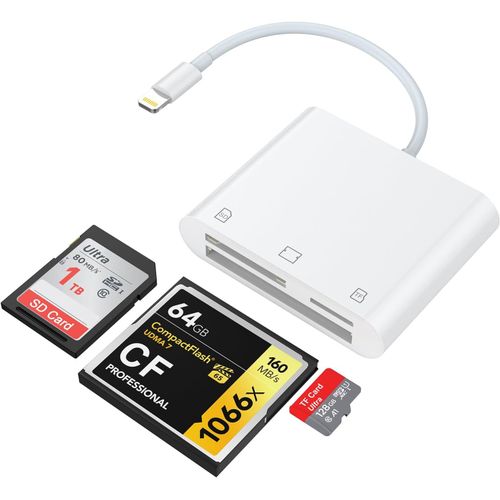 Hamiltion-Lecteur De Carte Sd 3 En 1 Pour Iphone Ipad,Adaptateur De Carte Mmoire Pour Camra De Randonne,Dslr Dash Cams,Pour Microsdxc,Microsdhc,Tf,Sdxc,Sdhc,Sd,Mmc,Cf,Compact Flash Card,Plug&Play