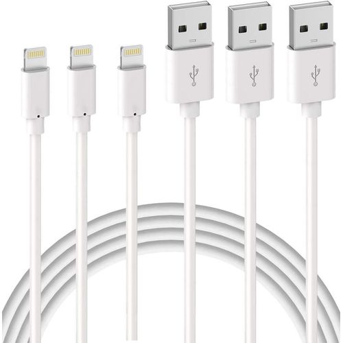 Hamiltion-Lot De 3 Cble De Chargeur Iphone 2m, Mfi Certifi Cble, Fil Lightning Charge Rapide Pour Iphone 11 12 13 14 Pro 13 Mini Xs Max Xr X 8 7 6s 6 Plus 5 Se Ipad Chargeur, Cordon Iphone Blanc