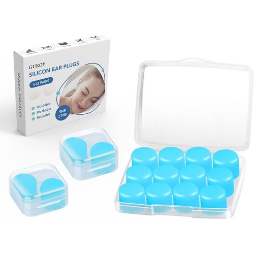 Hamiltion-Lot De 8 Paires De Bouchons D'oreille En Silicone Pour Dormir,Rutilisables,tanches,Mallables Snr = 27 Db,Antibruit,Bouchons D'oreille De Qualit Suprieure Pour Dormir,Tirer,Avion
