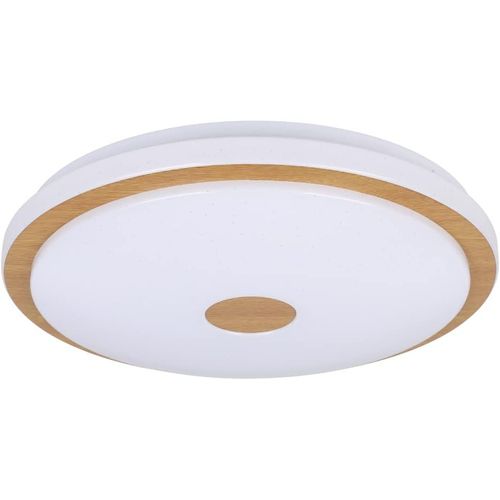 Hamiltion-Luminaire Plafonnier Lanciano 1, Panneau Led Dimmable Avec Tlcommande, Lampe De Plafond Avec Effet Cristal En Mtal, Bois Et Plastique En Blanc Et Brun, Blanc Chaud-Froid,  40 Cm