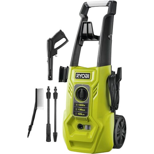 Hamiltion-Nettoyeur Haute Pression 1800 W-130 Bars-420 L-Flexible Renforc Acier 5 M-Rservoir Dtergent 0,9 L Intgr-Lance Vario-Lance Turbo-Brosse Multi-Surfaces-Ry130pwa