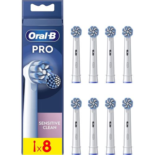 Hamiltion-Pro Sensitive Clean Lot De 8 Ttes De Brosse  Dents lectrique En Forme De X Et Poils Extra Doux Pour Un Brossage Doux Et Un Retrait De La Plaque Dentaire, Blanc (L'Emballage Peut Varier)