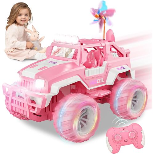 Hamiltion-Rose Rc Tlcommande, Rose Voiture Tlcommande Fille, 1/18 Voiture Tlguide Avec Led, Off-Road Auto Avec Moulin  Vent, Convient Pour 3-12 Enfant, Cadeaux Jouets Idaux