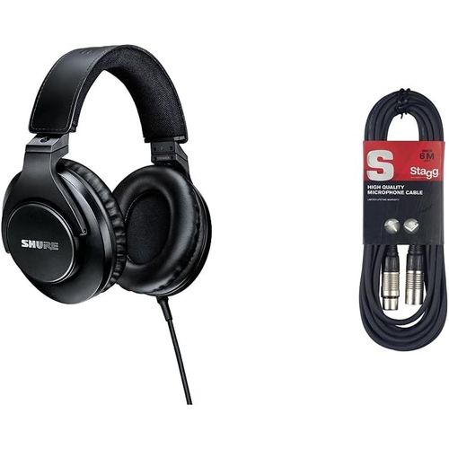 Hamiltion-Srh440A Casque Filaire Circum-Auriculaire Monitoring & Enregistrement, Studio Pro, Rponse Frquencielle & Stagg Cble Microphone De Haute Qualit Xlr Vers Prise Xlr, 6 M, Noir