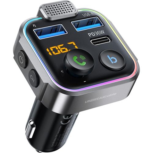 Hamiltion-Transmetteur Fm Bluetooth 5.0 Pour Voiture, Chargeur Allume-Cigare Qc 3.0 + Pd 20 W Type-C, Lecteur Usb Radio Fm Sans Fil Avec Fonction Basses, Kit Mains Libres, Compatible Cls Usb -Gris
