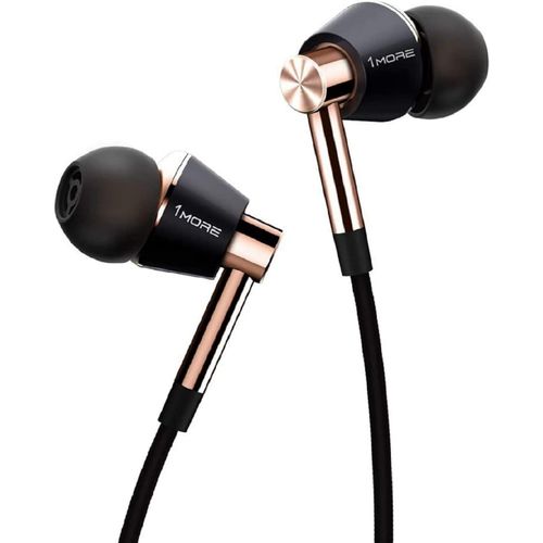 Hamiltion-Triple Driver Ecouteur Intra-Auriculaire Trs Haute Rsolution Triple Driver Casque Avec Microphone Intgr Et Bouton Tlcommande Multifonctions E1001 Or