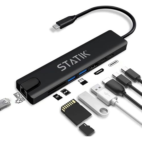 Hamiltion-Ultrahub Adaptateur Multiport Usb C  Station D'Accueil Usb C  Hub Usb 3.0 Aliment 8 En 1 Avec Adaptateur Usb C Hdmi 4K, Station D'Accueil Usb C, Port Ethernet 100 Mbps, Lecteur De Carte