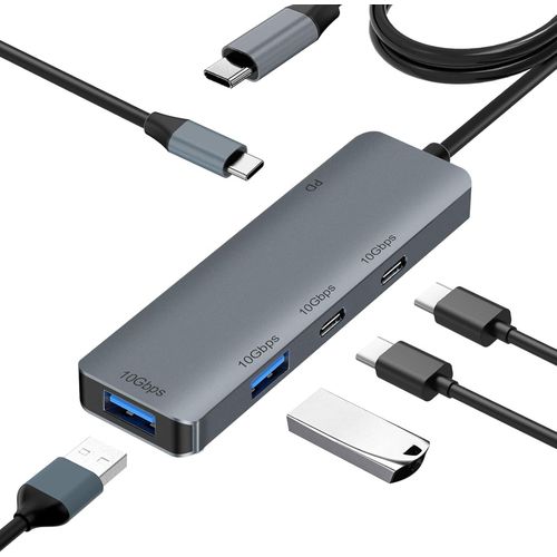 Hamiltion-Usb C Hub 3.2, Adaptateur Usb C Multiport (5 En 1) 10Gbps Connexion De Donnes, Avec Pd 100W / 2 Usb C Docking Station, 2 Usb A Usb Splitter (Usb C Hub 3.2(2A2C+Pd))