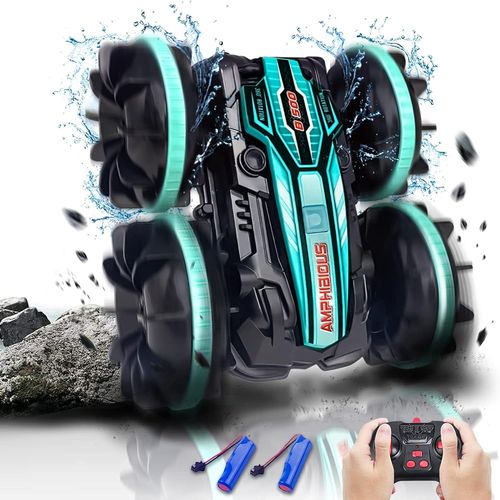 Hamiltion-Voiture Telecommand Tout Terrain, Voiture Tlcommande Enfant, Jouet De Voiture Rc Amphibie  Rotation  360  Avec 2 Piles Rechargeables, Cadeau Garcon 4,5,6,7,8,9,10,11,12+ Ans (Green)