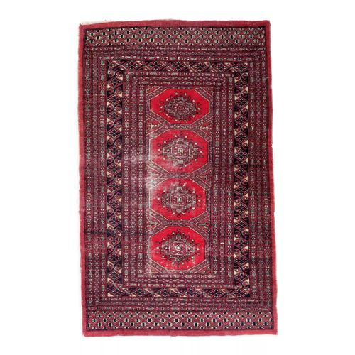 Handmade Vintage Rug Uzbek Bukhara 94cm X 163cm 1970s Rouge