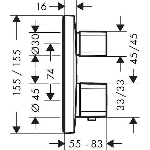 Hansgrohe-Set De Finition Pour Mitigeur Thermostatique E Encastr Avec Robinet D Arrt Et Inverseur Rf.15708000