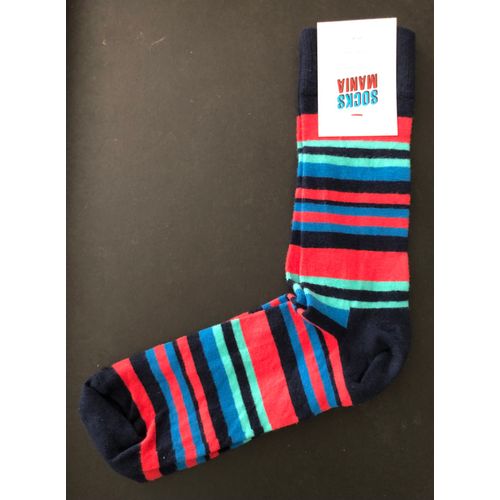 Happy Socks - Chaussettes  Motif Rayures Multicolores - Coton - Taille : 41 - 46 - Neuves - Rf : Hsmst01-6000