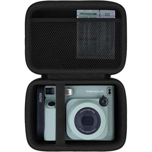 Hard Case Compatible with Fujifilm Instax Wide 400 Camera,Mesh Bag Can Hold Instax Wide 400 Film (Black,Case Only),Black,Wide 400