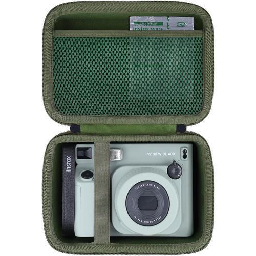 Hard Case Compatible with Fujifilm Instax Wide 400 Camera,Mesh Bag Can Hold Instax Wide 400 Film (Green,Case Only),Green,Wide 400