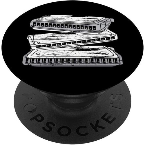 Harmonica Instrument Demusique  Vent Blues Popsockets Popgrip- Support Et Grip Pour Smartphone/Tablette Avec Un Top Interchangeable