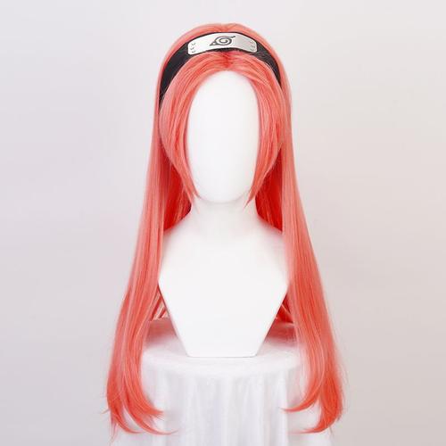 Haruno Sakura - Perruques De Cosplay Synthtiques Roses, Cheveux Lisses, Rsistants  La Chaleur, Tte De Lit, Bonnet Gratuit