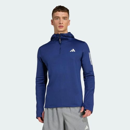 Haut Own The Run Winterized Hooded Half-Zip Adidas - Dark Blue - L