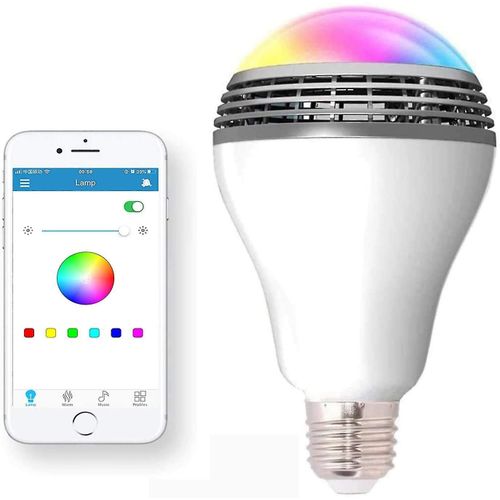 Haut-Parleur DAmpoules Bluetooth, Sans Fil E27 Smart Led Lightbulb Lampe clairage Avec Rgb Changement De Couleur / Lecteur De Musique / Application Smartphone Contrle