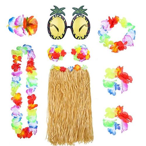 Hawaiian Dguisements Femmes Collier Leis Garland Hawaii Fleur Pince  Cheveux Et Ananas Lunettes De Soleil Dcorations De Fte, 8 Pea,D'or