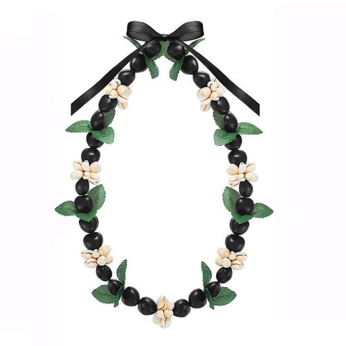 Hawaiian Kukui Nut Lei Collier Chunky Acrylic Shells Beads Collier Bijoux