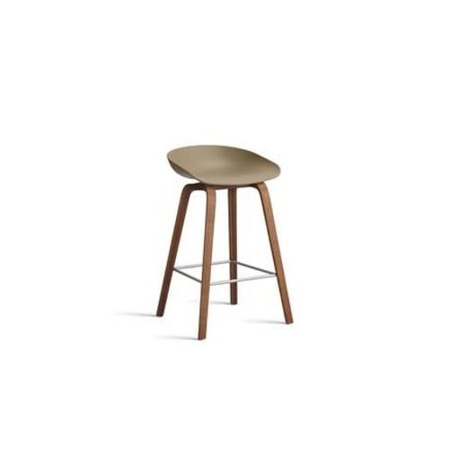 Hay - Tabouret De Bar About A Stool Aas 32 Noyer - Clay 2.0 - Repose-Pied Acier Inoxydable - Hauteur D'assise 65 Cm - Filzgleiter - Marron