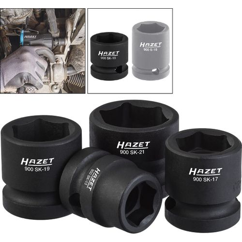 Hazet Jeu De Cls  Douilles  Chocs - Carr Creux 12,5 Mm (1/2 Pouce) - Profil Traction  6 Pans Extrieurs - Longueur Totale: 29 Mm - Nombre D'outils: 4 - 900sk/4