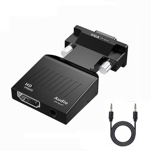 HD to VGA Convertisseur HDMI vers VGA avec cble Audio de 3.5mm, pour PS4, PC portable, moniteur de tlvision, projecteur 1080P HD femelle vers VGA mle 
