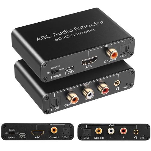 HDMI ARC Audio Extracteur,192khz stro Convertisseur Numrique spdif optique toslink coaxial vers Analogique RCA L/R 3.5mm Jack et toslink coaxial DAC Adaptateur pour TV Home Cinma ps3/4