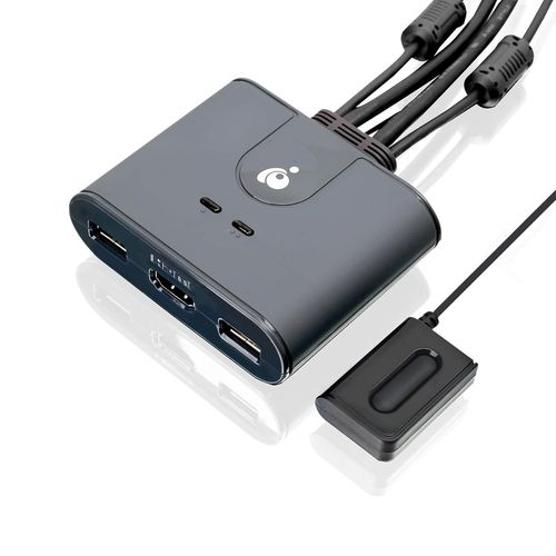 HDMI KVM Switch 1080@60Hz Full HD Commutateur KVM pour souris,clavier,imprimante avec cbles USB/HDMI et tlcommande,Plug n Play,compatible avec Win11/10,Mac