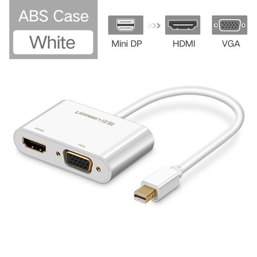 HDMI VGA-ABS-Blanc - adaptateur Mini DisplayPort vers HDMI VGA, compatible Thunderbolt 2, cble DP pour MacBook Air 13 Surface Pro 4, Mini DP