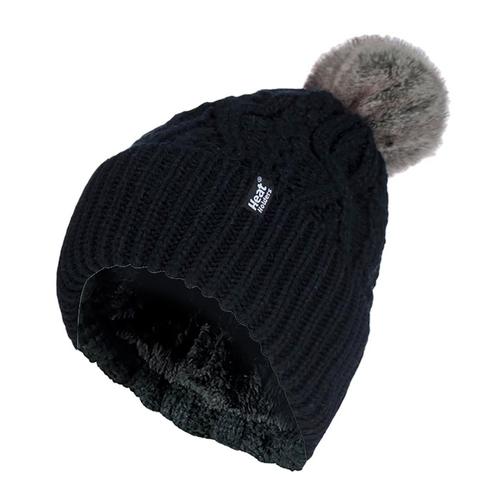 Heat Holders - Femme Fantaisie Tricot Chaud Hiver Slouch Bonnet Beanie Avec Pompon