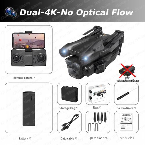 Hlicoptre Tlcommand Pliable Avec Triple Camra Hd Grand Angle,Importateur Rc Figur,4k,Professionnel,Wifi,Fpv,Recommand De Tenir Un Tablier,Vente - Type M4-Dual4k-Bag #A