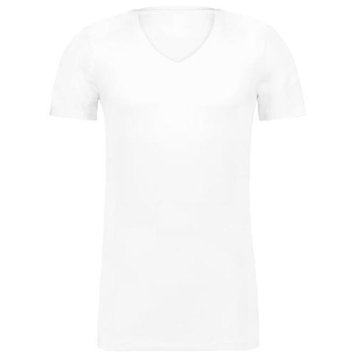 Hema T-Shirt Homme Slim Fit Col En V Profond - Extra Long Blanc