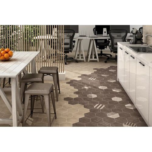 Hexatile Cement- Mink - Carrelage 17,5x20 Cm Hexagonal Uni Aspect Ciment Taupe